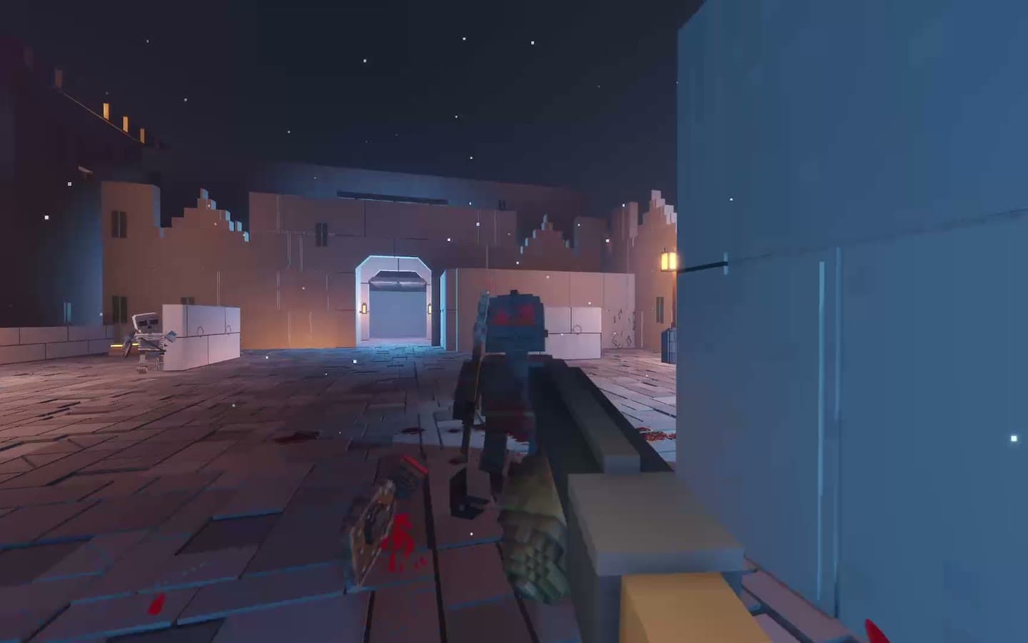 An invader coming down an icy street at the player